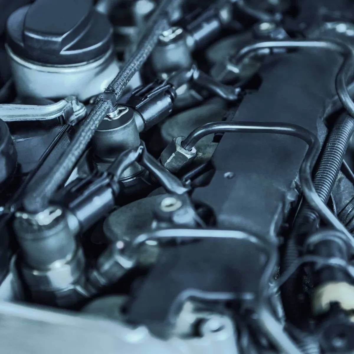 Close-up view of car engine being repaired